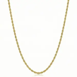 18k Gold Plated 3mm Stainless Steel Chain Necklace For Women Men Tarnish & Water Resistant