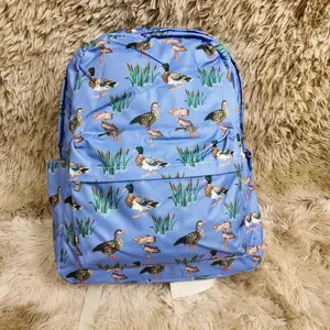 Duck hunting printed canvas backpack kids boys outdoor bag