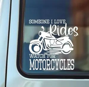 Watch For Motorcycles Vinyl Decal, Car Decal, Rear Window Decal, Bumper Sticker, Gift Idea, Someone I Love Rides