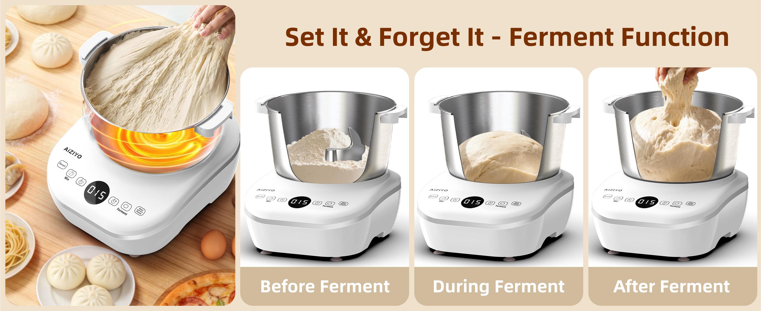 AIZIYO DoughChief 7Qt Electric Dough Mixer with Ferment Function, Dough Maker with 304 Stainless Steel Bowl, Microcomputer Control, Face-up Touch Panel, Easy To Clean for Bread & Pizza AIZIYO DoughChief 7Qt Electric Dough Mixer with Ferment Function, Dough Maker with 304 Stainless Steel Bowl, Microcomputer Control, Face-up Touch Panel, Easy To Clean for Bread & Pizza
