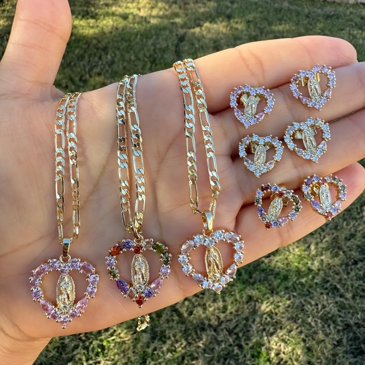 Set necklace and earrings virgen/Corazon