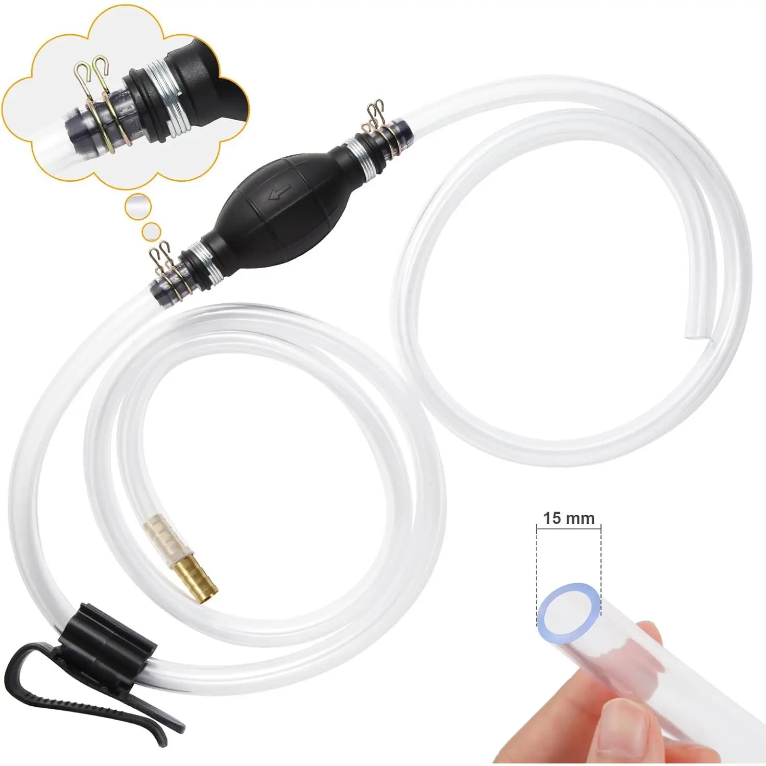 Gasoline Siphon Hose Pump, Hand Fuel Transfer Pump, High Flow Gas Siphon Pump for water Gasoline Oil Petrol Diesel, Manual Fuel Pump with 2 Premium PVC Hoses