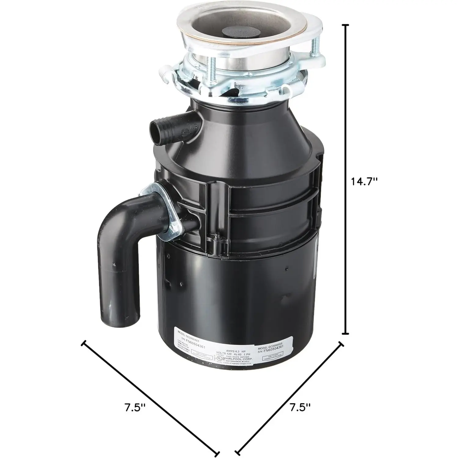 Whirlpool GC2000XE 1/2 HP Continuous Feed Garbage Disposal