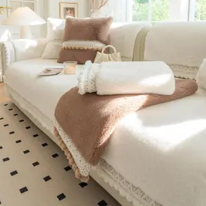 Solid Color Sofa Cover, 1 Count Soft Comfortable Sofa Towel, Non-slip Sofa Protector, Sofa Protective Cover for Home Living Room