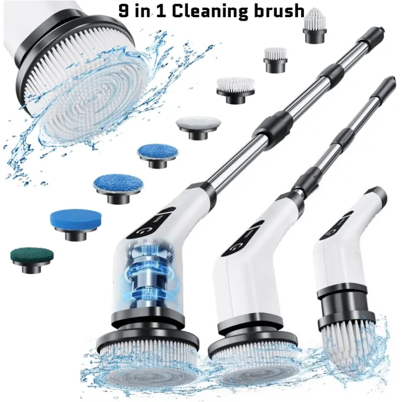 Cordless Electric Spin Scrubber - Cordless Shower Scrubberbrush, Powerful Rechargeable USB Rechargeable Scrubber, Waterproof Rotating Cleaning Brush, 90-Min Runtime, Adjustable Bathroom Gadget for Bathtubs, Tiles, Powerful household cleaning