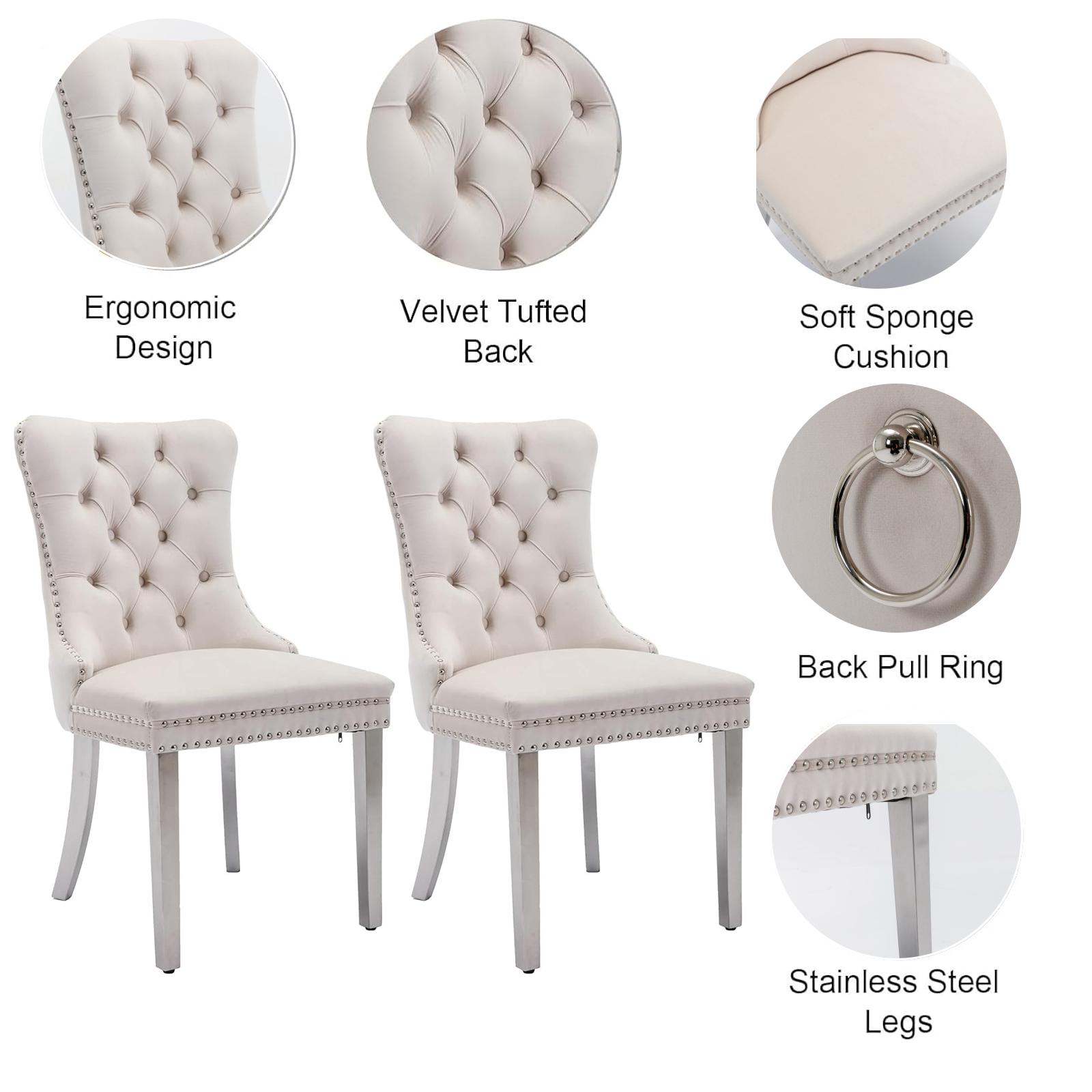 Dining Table Set for 6,Kitchen Table Chairs Set of 6,Rectangular Dining Table,Modern Dining Room Set 63" White Tempered Glass Top with Adjustable Stainless Steel Base,Velvet Dining Chairs,Sliver Stainless Steel Plating Legs,Suitable for Dining Room,Office Dining Table Set for 6,Kitchen Table Chairs Set of 6,Rectangular Dining Table,Modern Dining Room Set 63" White Tempered Glass Top with Adjustable Stainless Steel Base,Velvet Dining Chairs,Sliver Stainless Steel Plating Legs,Suitable for Dining Room,Office