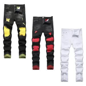 JUNBAOSS Men's Multi Pack Slim Fit Stretch Jeans Patch Ripped Jeans for Men, Distressed Straight Leg Casual Fashion Comfort Flex Skinny Waist Denim Pants, Menswear Classic Soft Streetwear Cotton Fabric Trouser Natural Hipster Personalized Stylish Jeans