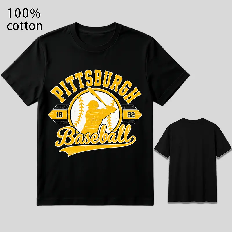 100% Cotton Unisex Pittsburgh Baseball Graphic Crew Neck T-Shirt | Vintage Sports Short Sleeve Tee | Casual Game Day Streetwear Top sohochic