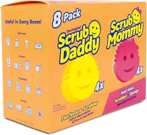 (8-Pack) Scrub Daddy & Scrub Mommy - Kitchen Sponges - Scratch-Free Dish Scrubber - Multipurpose Kitchen Cleaning Sponges - BPA Free Polymer Foam - Stain & Odor Resistant (8 Pack)