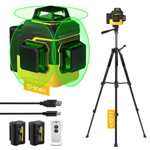 Laser Level with Tripod, Laser Level 3x360°/2x360° Self Leveling 12/8 Green Line, Rechargeable Battery 3000 mAh & Type-C Charging Port, Compact Adjustable 1.6M Tripod & Carry Pouch Included, D112-02A Christmas gifts