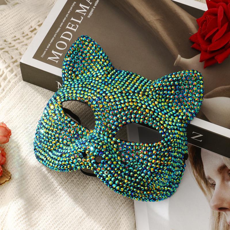 High-end Diamond-Studded Party Mask for Women: Sexy Catwoman Masquerade Rhinestones Mask for Cosplay, Carnival, and Stage Performances