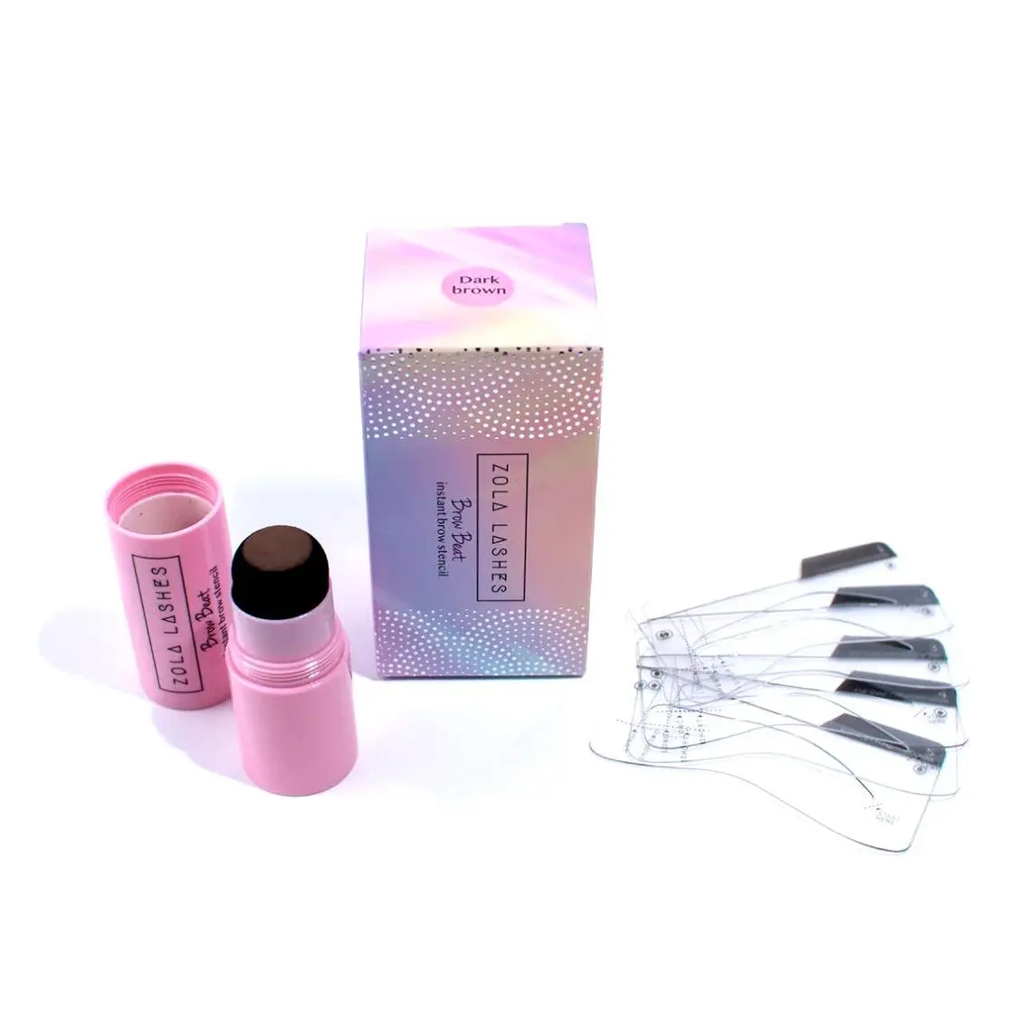 Eyebrow Stamp and Stencil Kit, Waterproof Pigment Powder for Quick Brow Styling, Cosmetic Makeup Set with 5 Stencil Shapes, Eyebrow Set, Beauty Products, Quick Shape Fix, Brows Styling, Apply With Stamp, Instant Look, 5 Stencils For Custom Brows, Water-Re