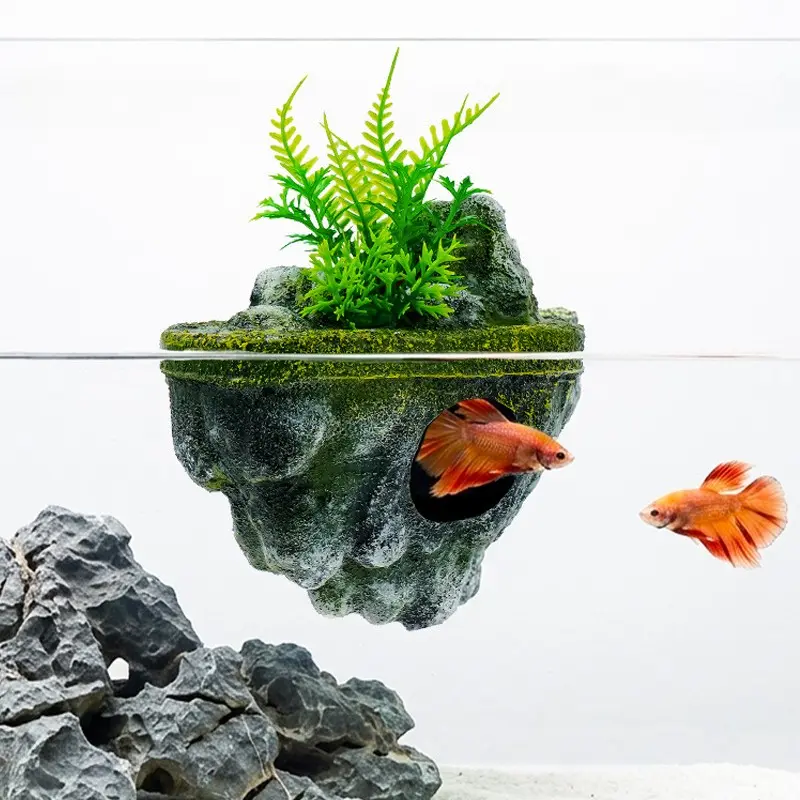 Aquarium Landscape Resin Moss Artificial Pumice Decorative Miniature Landscape Aquarium Decorations Floating Moss Stone Blocks Aquarium Supplies