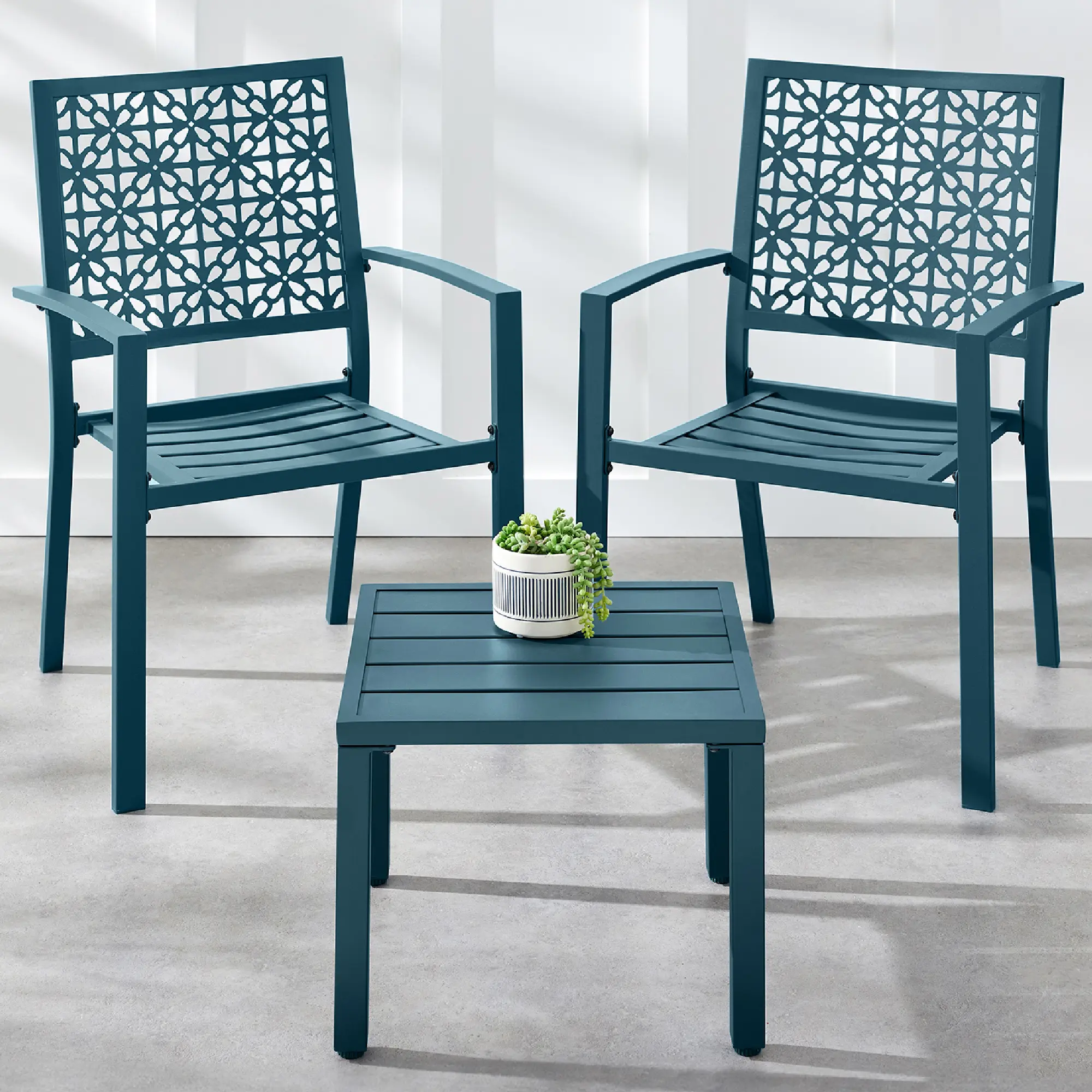 Best Choice Products 3-Piece Stackable Patio Bistro Set, Outdoor Chat Furniture w/ 2 Chairs, Table