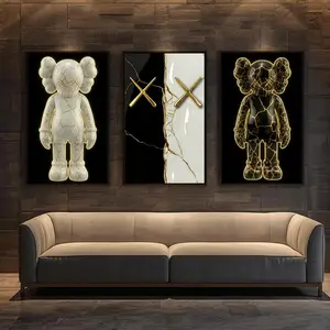 Decorative HypeBeast Kaws Inspired Designer Wall Art Poster Set Of 3, Kaws Style Hypebeast Decor, Arrtful Urban Decor Print, Kaws Figured
