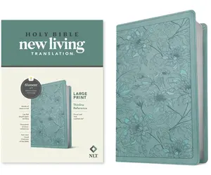 NLT Large Print Thinline Reference Bible, Filament Enabled Edition (Red Letter, Leatherlike, Floral/Teal) -- Tyndale, Leather / Fine Binding
