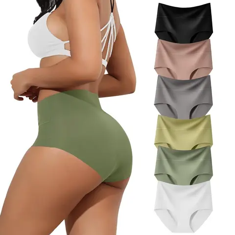 LEVAO High Waisted Seamless Underwear for Women Fashion No Show Full Coverage Briefs Breathable Panties 6 Pack S-XXL Gifts