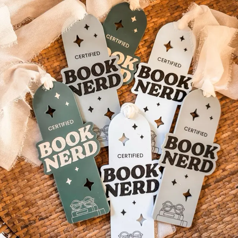 Acrylic Laser Engraved Bookmark - Certified Book Nerd Design for Book Lovers