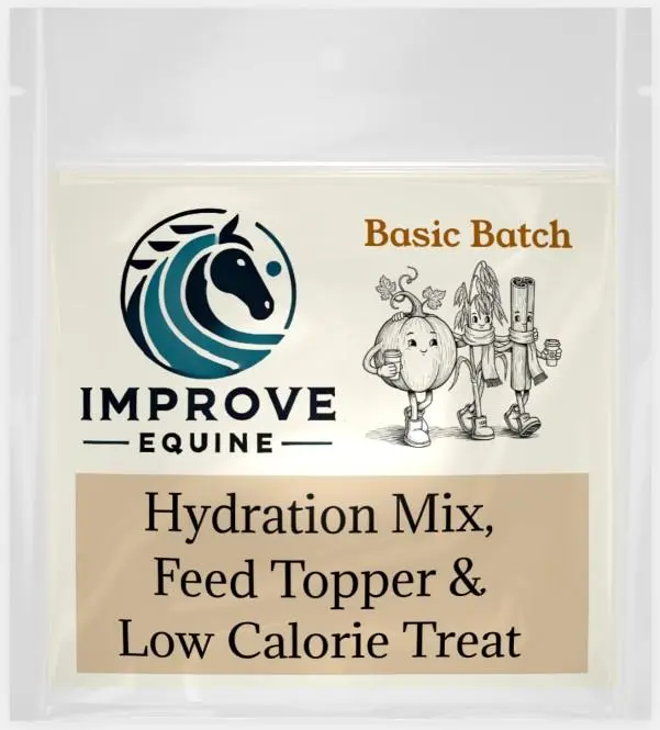 Improve Equine Low Calorie Hydration, Feed Topper & Treat | Safe, NO Electrolyte/Salt for Daily Intake | No Sugar Added | Hydration Support for Horses, Livestock & Dogs