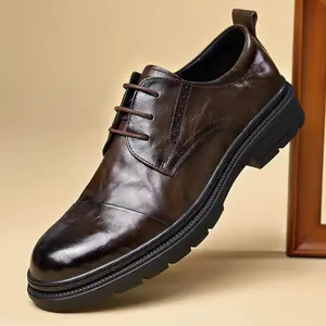 DINAOR Men's stylish business casual leather shoes - comfortable office work shoes that are unique and show your personality