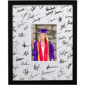 11x14 Graduation Signature Board Picture Frame with 5x7 Mat for Wedding Birthday Guest Book Signing, Black with Off White Mat