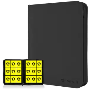 Fonwill 9 Pocket Card Binder for Trading Cards Holds 360 Cards Side Loading PU Leather Binder for Pkmn Sports & MTG Cards