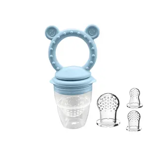 Cute Design Feeding Fruit Feeder with Pacifier Bite Bag, 1 Set Silicone Soothing Teether for Baby, Teeth Grinding Toy