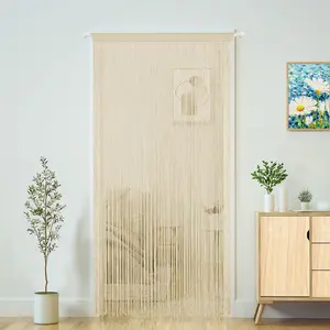 Doorway String Curtain Door Curtains,Boho Hippie Hanging Patio Tassels Screen Living Room Decor Bedroom Wall Window Closet Kitchen Fringe Divider Panel Tapestry (39x79in/100x200cm, Champagne)