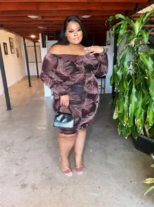 Black and Mauve mesh plus size dress