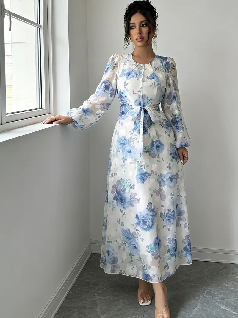 white dress with blue flowers - TikTok Shop