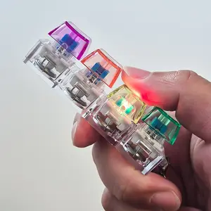 Keyboard Fidget Clicker Keychain Toy with LED Lights – 4-Key Mechanical Button Stress Relief, Clear Finger Fidget for ADHD, Anxiety & Autism, Addictive Desk Toy, Perfect Gift for Teens, Adults & Friends