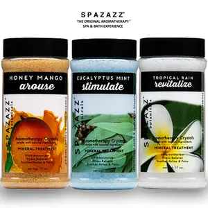 Aromatherapy Bath Crystals 3-Pack Bundle – Eucalyptus Mint,  Tropical Rain & Honey Mango | Spa Gift Set for Hot Tub & Bath