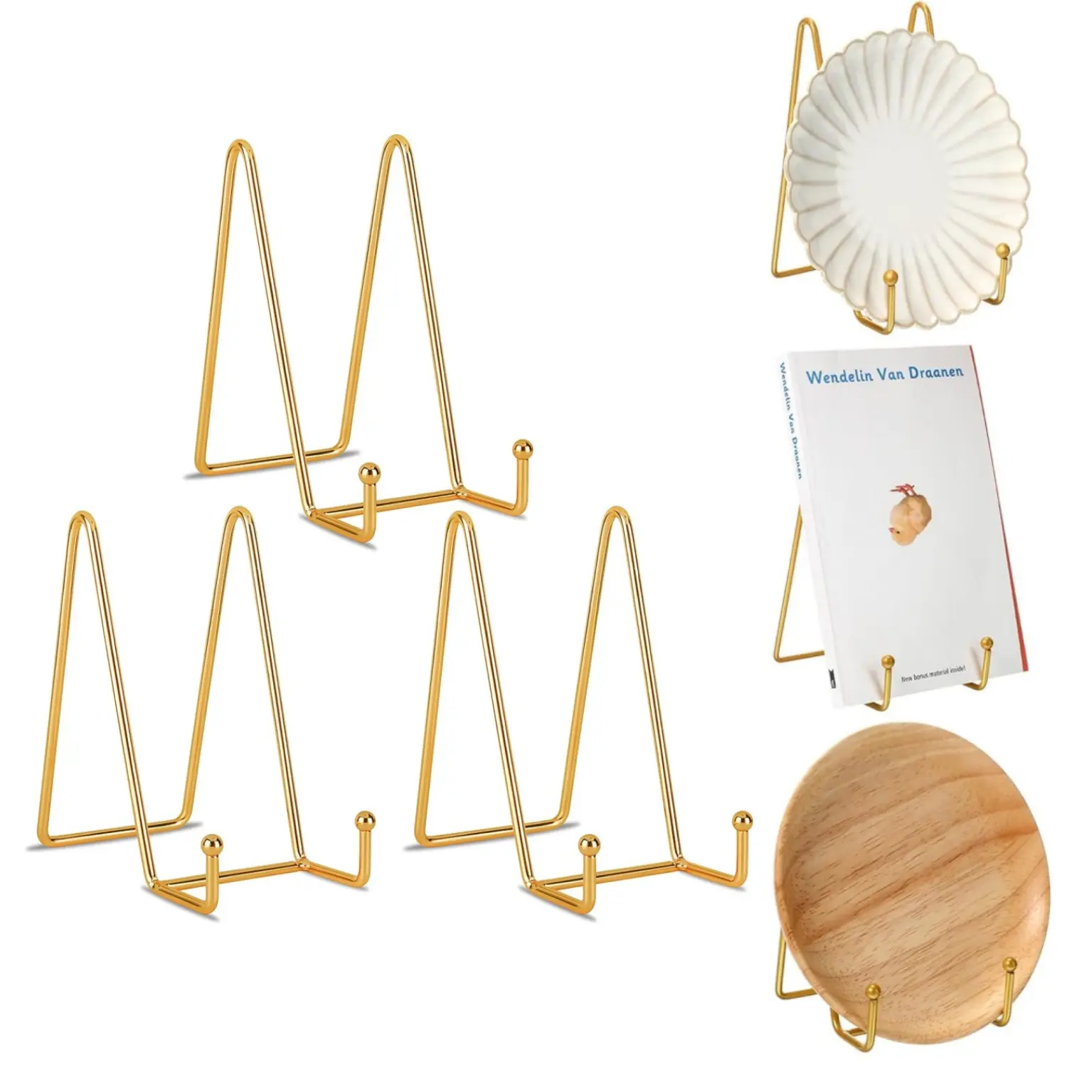 3Pack Plate Stands for Display - 6 Inch Plate Holder Display Stand + Metal Frame Holder Stand for Picture, Decorative Plate, Photo Easel, Tabletop Art (Gold) - Home Improvement.