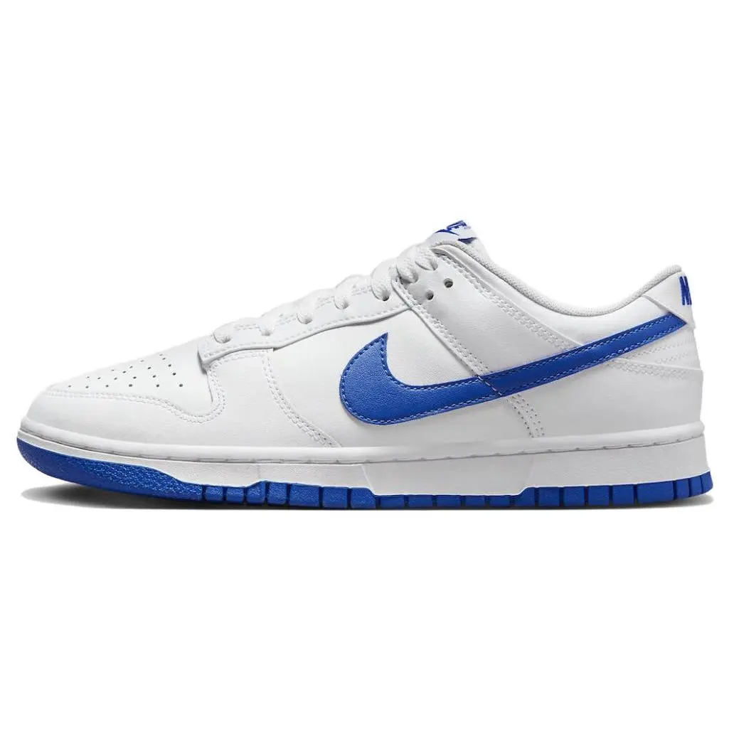 Nike Dunk Low White Hyper Royal Cushioned Durable Skate Shoes Men's DV0831-104