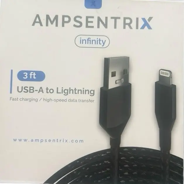 USB A-to-Lightning Fast Charging Cable, 3ft Length for Apple Devices