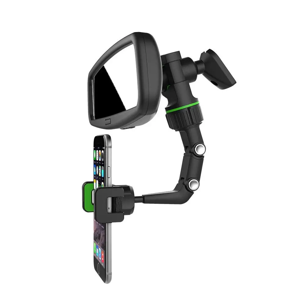 360° Car Rearview Mirror Phone Holder Mount, Adjustable Rotating Car Phone Stand, Multifunctional Rearview Mirror Mount for Hands Free Navigation, Calls, Video and Driving, Universal Smartphone Holder