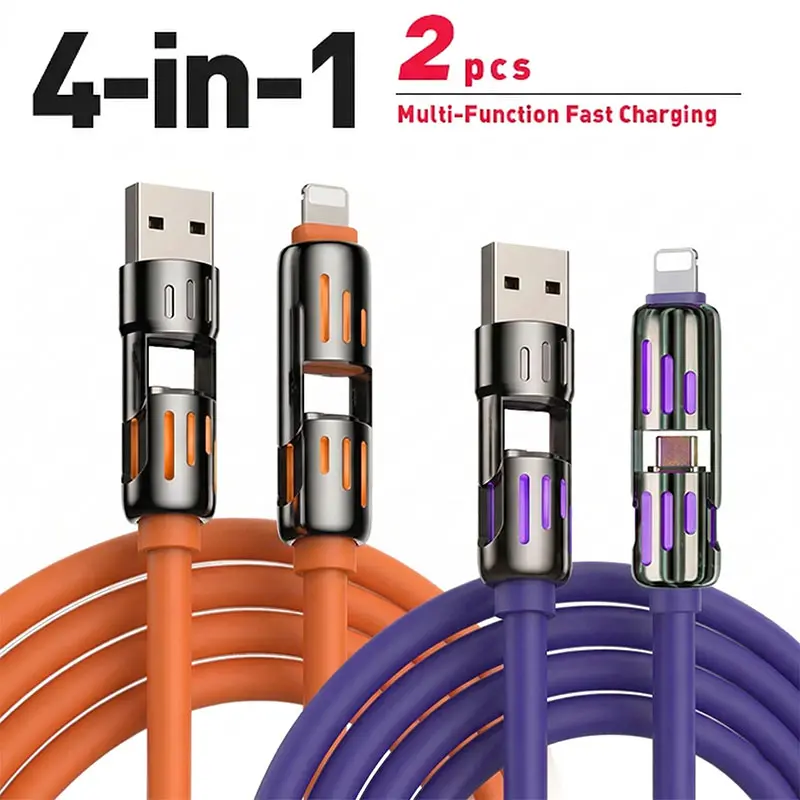[Buy 1 Get 1 Free] 6.6FT 4-in-1 Multifunctional USB-C Cable - Fast Charging, Data Sync, Aluminum Build - Compatible with iPhone17, Samsung Chargers, Smartphone, Electronic Mobile Devices