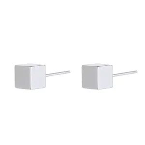 Amy & Annette 18k Gold Plated Cube Earrings with Simple Design and Lightweight Finish