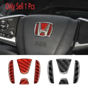 Car interior steering wheel logo carbon fiber sticker protection decoration, suitable for Honda Civic Dio CR-V Fit CR-V Accord Odyssey, Car Decal