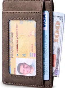Slim Wallet Front Pocket Minimalist Leather RFID Blocking Medium Size