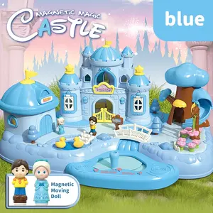 Magnetic Sensing Moving Doll Floating Magic Castle Toy Elsa Princess Prince Dream Garden Large House Dollhouse, Kids Playhouse Imaginative Play Safety Gift, Christmas Present