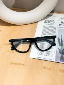 Women's Large Round Frame Exaggerated Flat Mirror Glasses, Stylish Photo Props, Vintage Round Eyeglasses, Style Slimming Face Women's Glasses