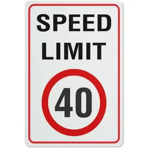 Speed Limit 40Km Sign 8"X12" Rust Free Aluminum Signs Outdoor, Metal Tin Sign For Home, Business, Yard
