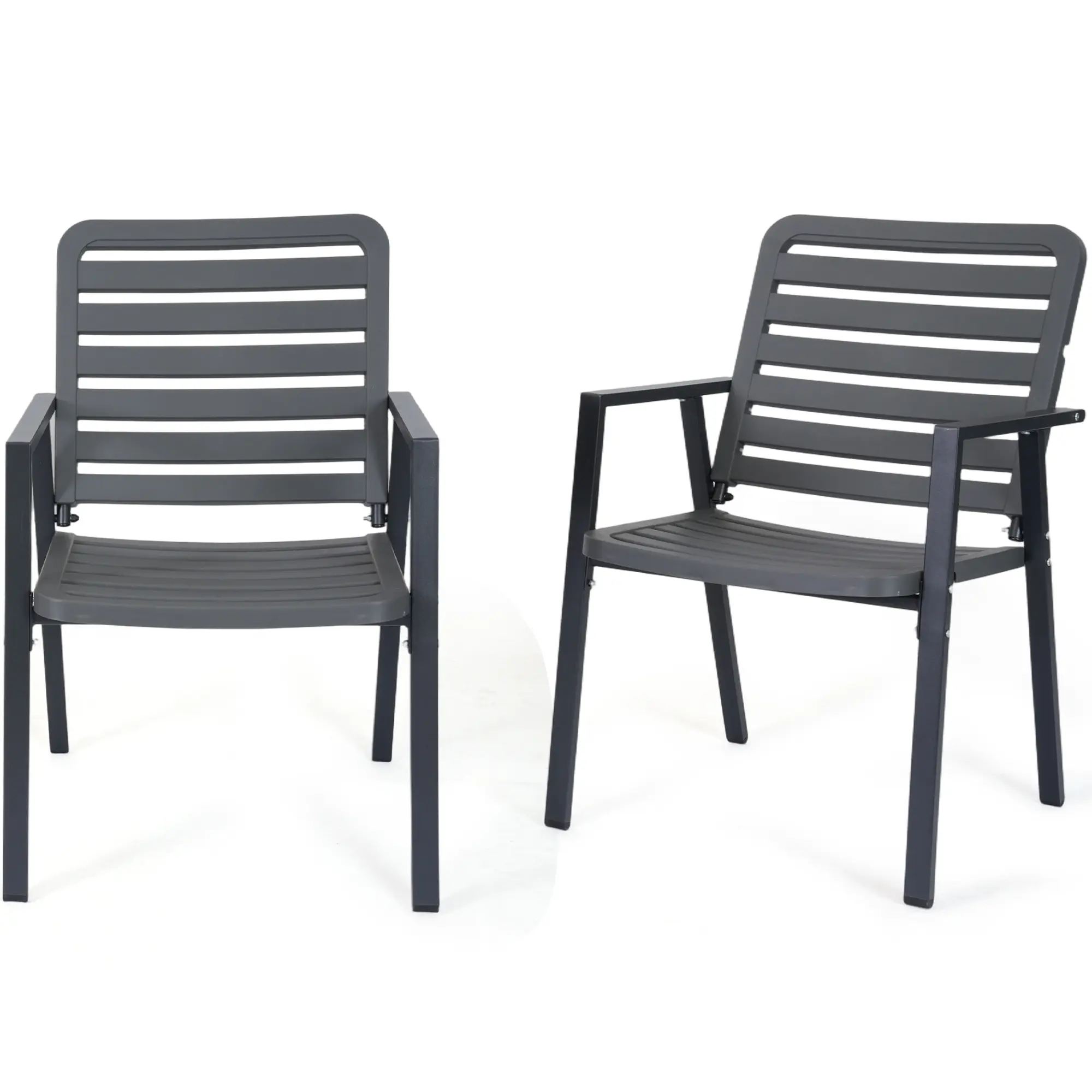 Jonpony Outdoor Dining Chairs Set of 2, All-Weather PP-Patio Chairs, Metal Frame Outdoor Chairs, Waterproof Restaurant Chairs for Front Porch, Balcony Chairs for Backyard Garden, Grey