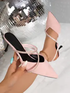 Comfortable Low Heel Mules, Cross, Pointed, Easy to Wear All Day, Perfect for Daily Use, Stylish and Practical Footwear, Ideal for Casual