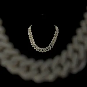 Gold Plated 24inch Necklace - 20mm Rhinestone Pave Setting Hip Hop Cuban Chain for Men