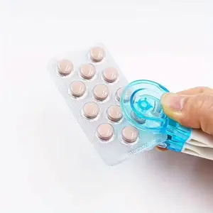 Portable Pill Dispenser Tool Set, Healthcare, Blue and Tablet Punch Extractor, 2 Pieces, Beautiful Packaging, Easy to Use Medication Aid