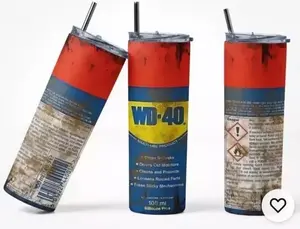 WD-40 Car Degreaser 20oz Skinny Tumbler with Leak-Proof Lid and Reusable Straw Watertumbler Sublimation Wrap Drinkware Flasks