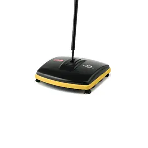 212 MAIN Low Profile Floor & Carpet Sweeper with Handle, Rubber Broom Household Cleaning Tool, Dual Bins, Easy Empty, Rubbermaid Commercial Products RCP 4212-88 BLA