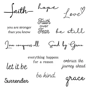 Soul Collection - Inspirational and Motivational Words Small Temporary Tattoos - Realistic Long Lasting Waterproof Black Mini Tattoos for Women and Men